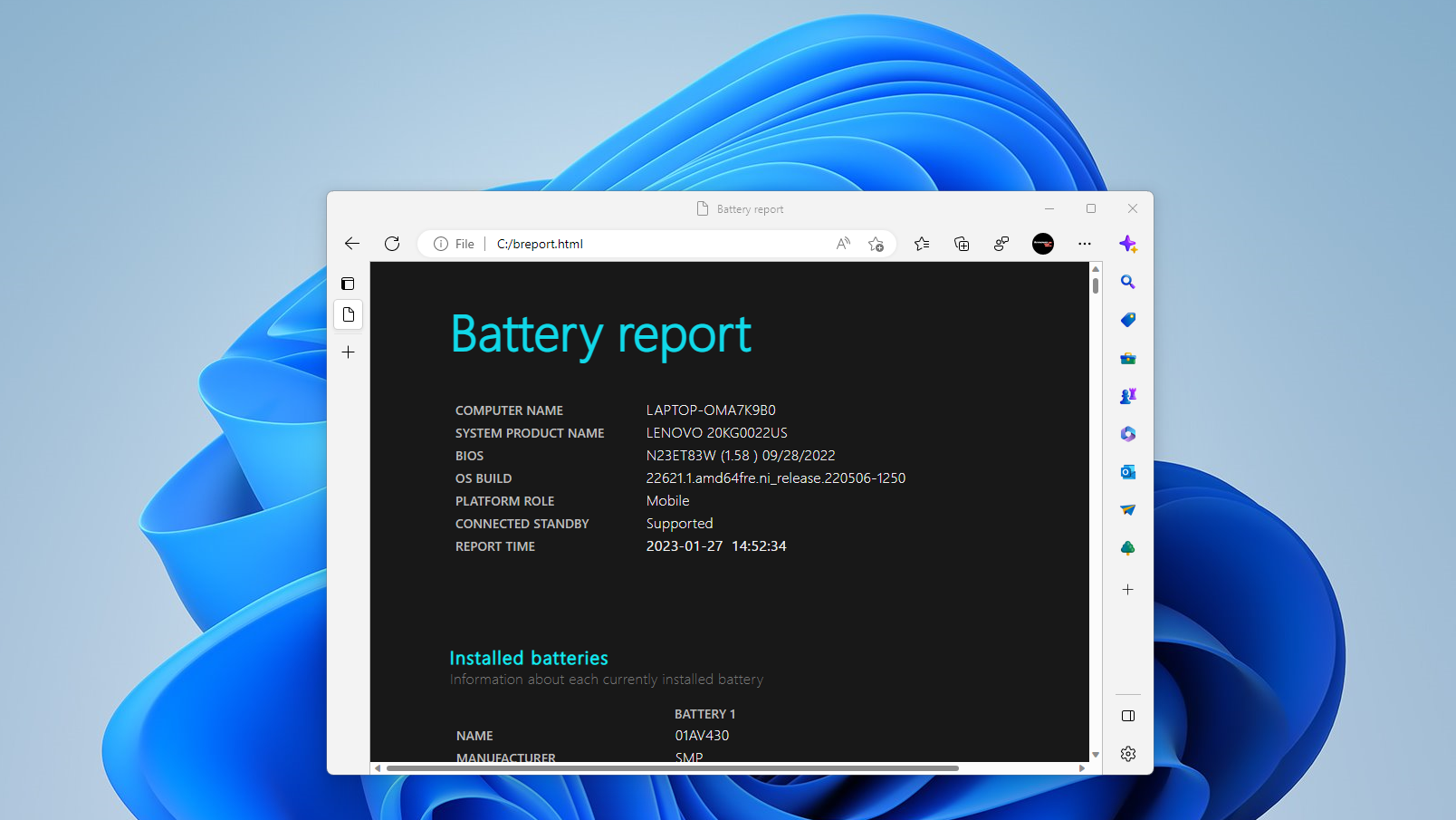 Battery Health Report